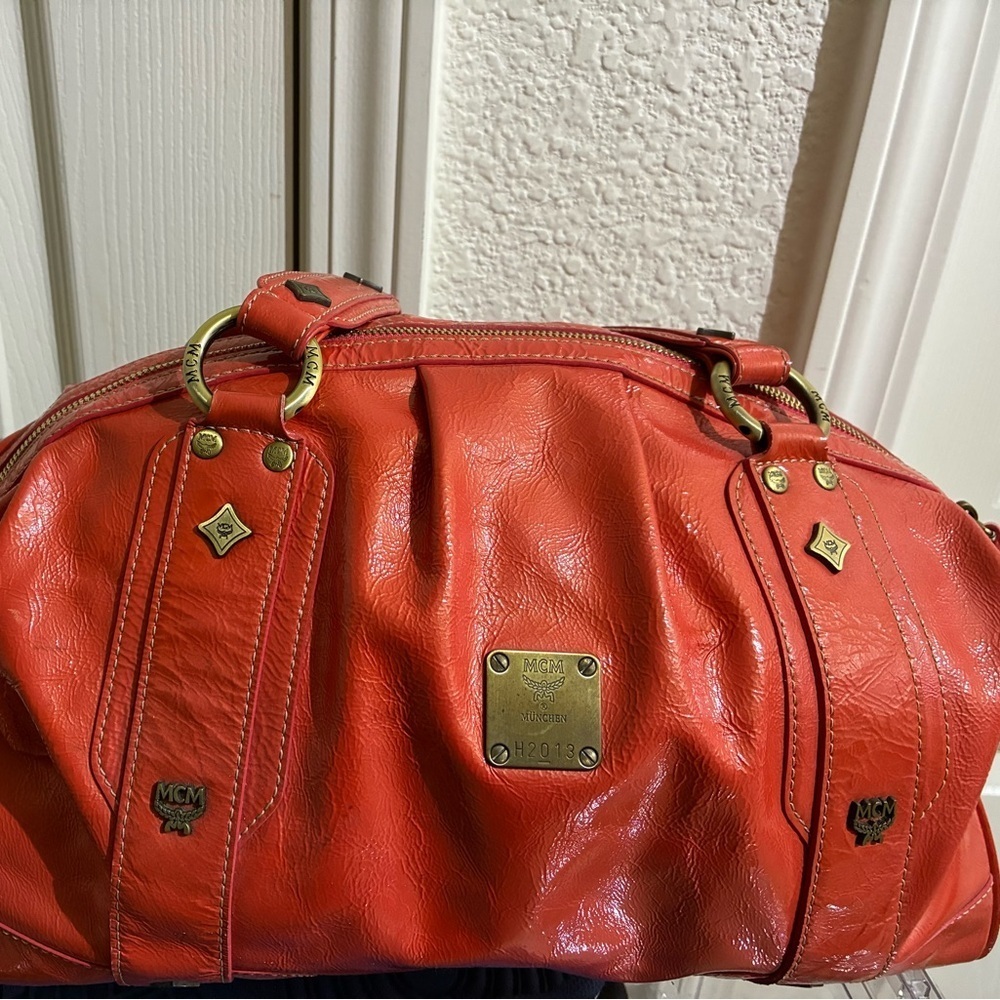 MCM Orange Leather Shoulder Bag - Picture 2 of 10